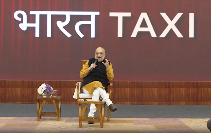 Amit Shah interacts with Bharat Taxi cooperative drivers