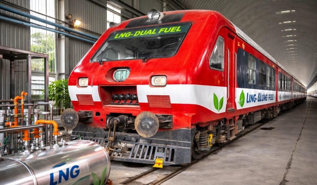India’s first LNG-diesel dual-fuel DEMU train