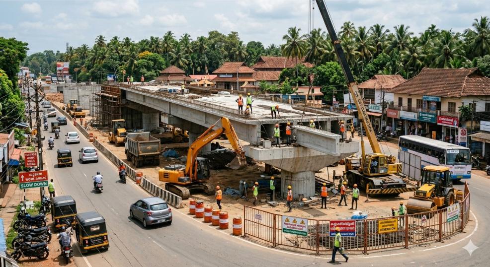 Peroorkada Flyover construction