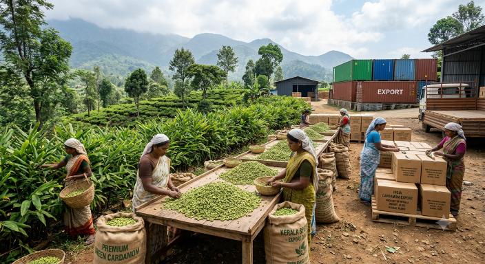 India cardamom export surge Kerala