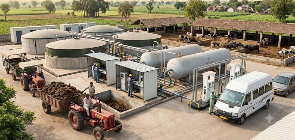 Suzuki Banas Dairy cow dung Bio CNG plant