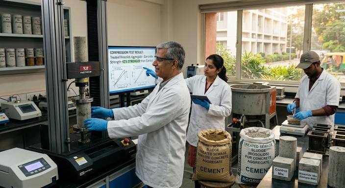 Human Waste Biochar Concrete Development